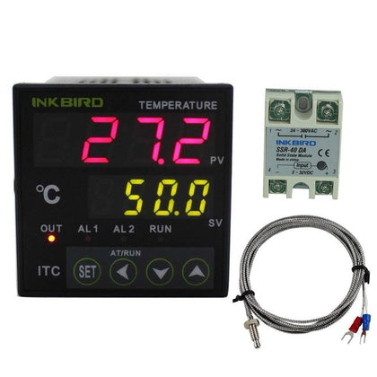 Inkbird PID Temperature controller Thermostat AC 100 - 220V ITC-100VH+K Sensor +40A SSR For Home Brewing,Carboy,Green House