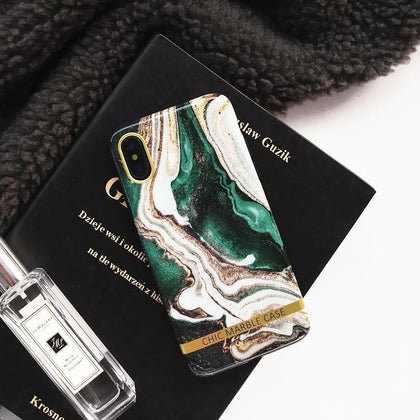 Ink Green Luxury Marble Case For iPhone X XR XS Max 7 8 Plus Soft TPU Silicone Cover Cases For iPhone 8 7 6 6S Plus Back Capa
