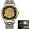 Lige Mens Watches Top Luxury Brand Watch Stainless Steel Waterproof Automatic Mechanical Dragon Watch Men Relogio Masculino+Box