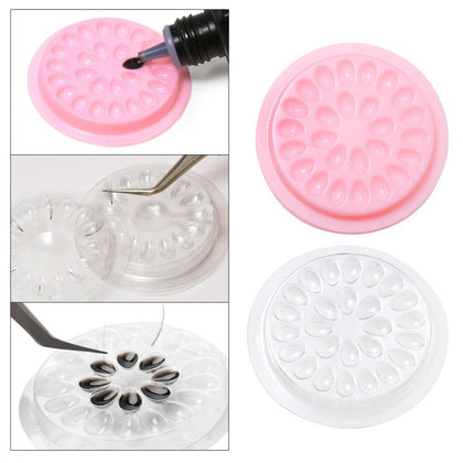 False Eyelashes Extension Glue Holder Fake Eye Lashes Extension Pallet Pads Plastic Gasket For Eyelash Extensions Flower shape