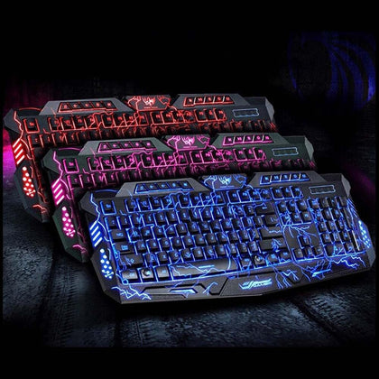 Yojia M200 Russian English Gaming Keyboard 3 Color Backlight 114 keys M200 USB Wired Keyboard Adjustable Brightness for Computer
