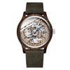 Ik Colouring Men Watch Fashion Casual Wooden Case Crazy Horse Leather Strap Wood Watch Skeleton Auto Mechanical Male Relogio