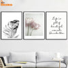 Girl Bird Flower Feather Quotes Landscape Wall Art Canvas Painting Nordic Posters And Prints Wall Pictures For Living Room Decor