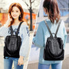Beraghini High Quality Pu Leather Women Backpack Fashion School Bags For Teenager Girls Casual Women Black Backpacks (Black)