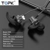 Topk F04 Bass Stereo Sport Earbuds Earphones Wired Control With Built-In Microphone For Iphone Samsung Xiaomi Huawei
