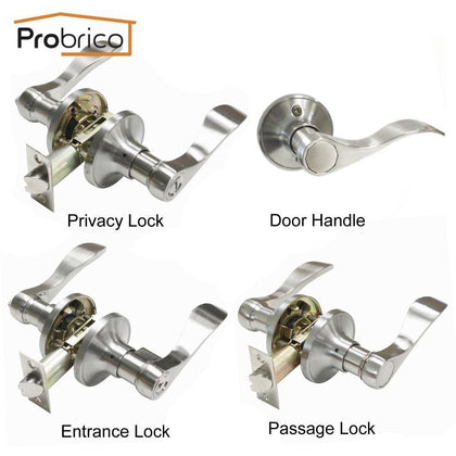 Probrico Stainless Steel Entrance/Privcy/Passage Door Lock Brushed Nickel Door Knob Door Handle DL12061SN