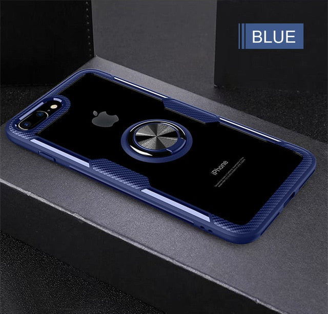 Luxury Shockproof Soft Holder Case On The For iphone X XR XS Max Full Cover For iphone 6 6s 7 8 PLus Magnetic Ring Bracket Case