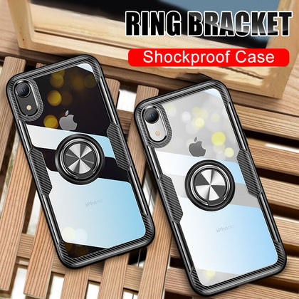 Luxury Shockproof Soft Holder Case On The For iphone X XR XS Max Full Cover For iphone 6 6s 7 8 PLus Magnetic Ring Bracket Case