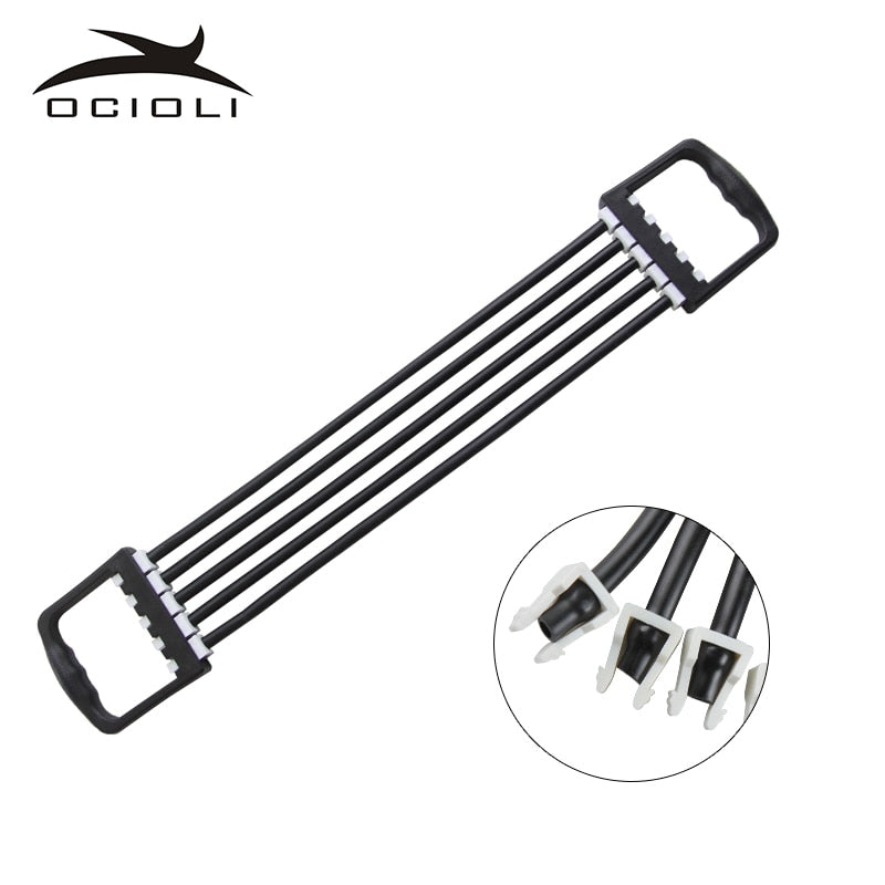 Portable Indoor sports Supply Chest Expander Puller Exercise Fitness Resistance Elastic Cable Rope Tube Yoga 5 Resistance Bands