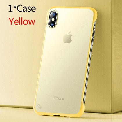 USLION Frameless Transparent Phone Case For iPhone X 7 6S 8 Plus Cover XS Max XR 11 Pro Max With Finger Ring Holder Stand Cases