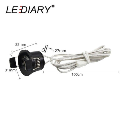 LEDIARY Black Mini Spot LED Remote Dimmable Downlights 1.5W 27mm Cut Hole 110-220V Ceiling Recessed Mounted Lighting Fixtures