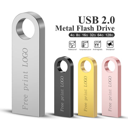 new Metal usb flash drive 128GB 64GB 32GB pen drive pendrive 16GB 8GB 4GB flash memory stick u disk cle usb 2.0 Free custom LOGO