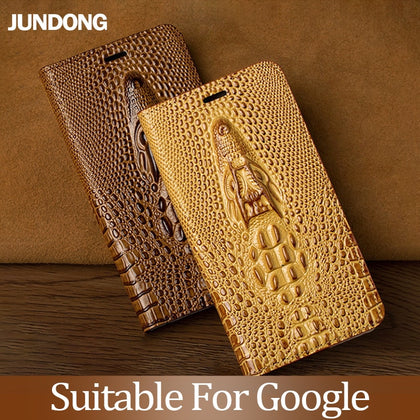 For Google Pixel 2 3xl lite 4 XL Case Cowhide Luxury Dragon Head Flip Cover