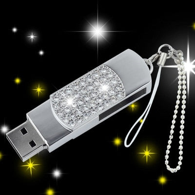 Fashion Crystal USB Flash Drive Pendrive 128GB 16GB 32GB Jewelry Memory Stick Pen Drive 512GB Gifts Creativo USB 3.0 Key 64GB