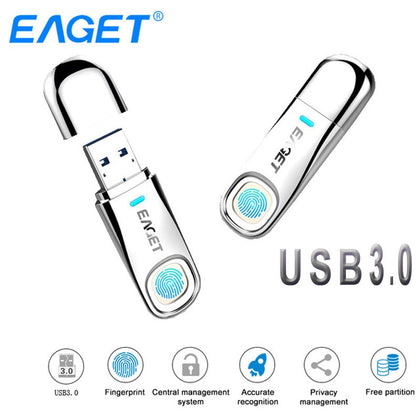 Eaget USB Flash Drive 64GB 32GB USB 3.0 Pen drive 64GB Fingerprint Encryption Metal Pendrive USB Stick 32GB Storage Flash Disk